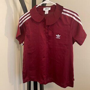 Adidas Originals Polo Shirt With Pleated Back Detail (Burgandy)
